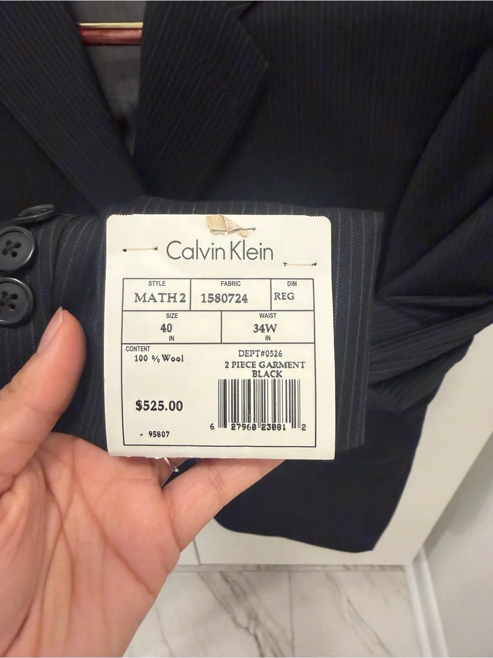 Calvin Klein Men's Charcoal Pinstripe Suit Jacket